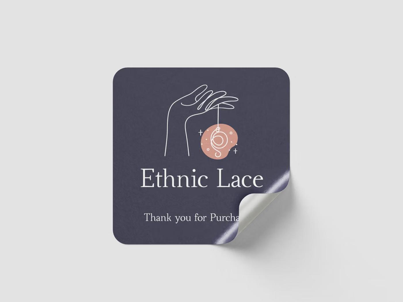 Square die-cut sticker with a rounded corner peeling up from its backing