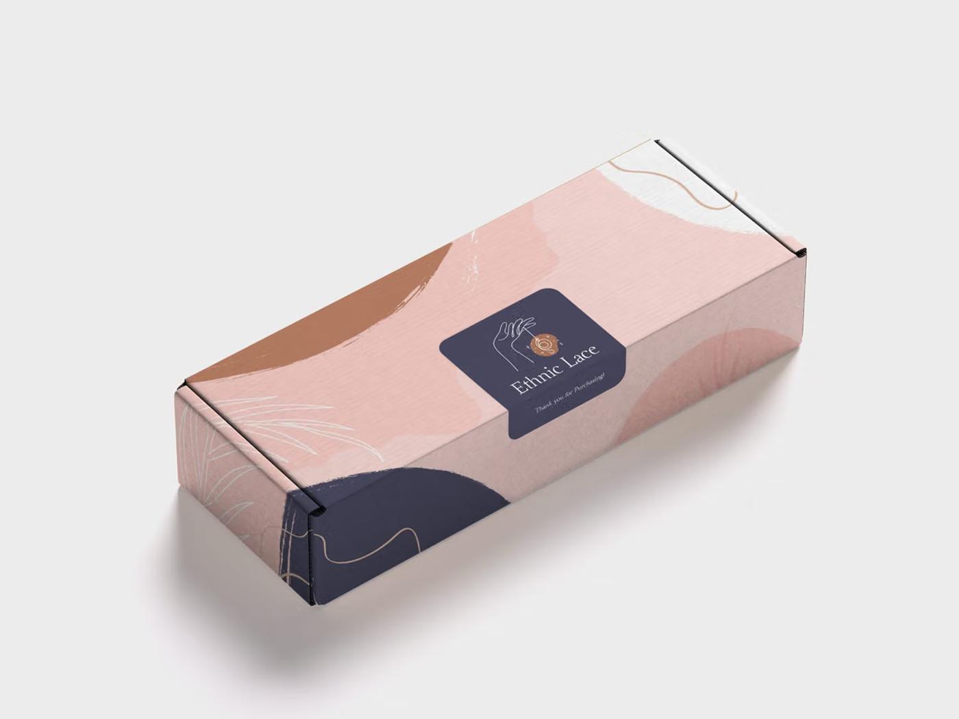 Printed packaging box sealed with a branded sticker label